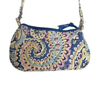 Vera Bradley Capri Blue Crossbody Hipster Small Quilted Cotton Handbag EUC